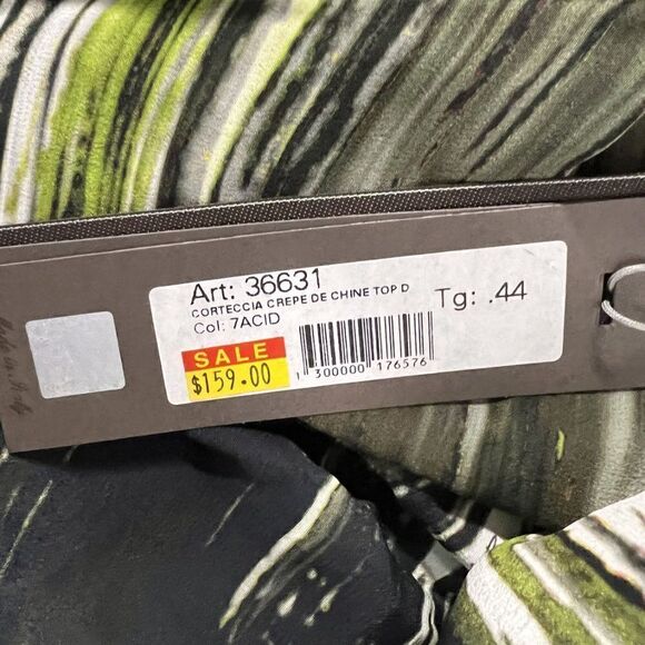 New D. Exterio Women US M Silk Blouse Pullover Top Sleeveless Green Cowl Italy  - Picture 7 of 7